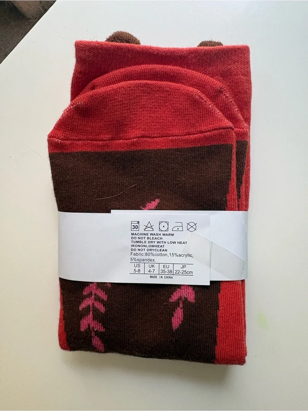 Kids Orange & Brown Horse Character Knee-High Socks